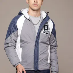 The Roadster Lifestyle Co. Colourblocked Hooded Padded Jacket-53