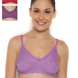 Floret Pack of 3 Polka Dot Print Full-Coverage Bras-25