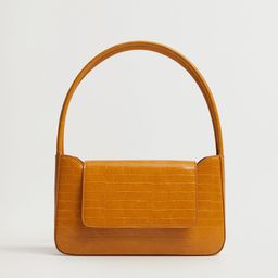 MANGO Mustard Yellow Croc Textured Baguette Shoulder Bag-picture-1