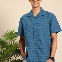 Mast & Harbour Men Horizontal Stripes Casual Shirt-picture-14