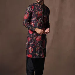KISAH Men Floral Printed Regular Kurta with Patiala-51