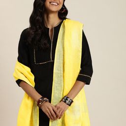 Taavi Linen Handloom Sustainable Dupatta with Zari image 1