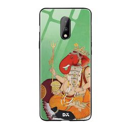 DailyObjects Green & Red Divine Ganesha OnePlus 7 Glass Case image 1