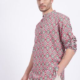 Anouk Rustic Ethnic Motifs Print Band Collar Roll-Up Sleeves Straight Kurta-picture-18