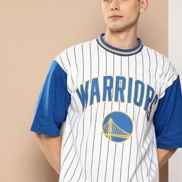 NBA Men Golden State Warriors Striped Oversized Pure Cotton T-shirt-picture-50