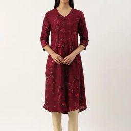 Amukti Wine Rayon Printed Kurti-image-90