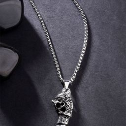 The Roadster Lifestyle Co Silver-Plated Stainless Steel Dragon Tooth Pendant With Chain-image-40