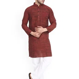 Aaryavar Men Thread Work Khadi Kurta-image-35