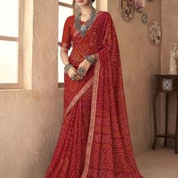 LeeliPeeri Women Bandhani Poly Chiffon Saree-picture-23