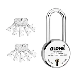 ALONE LOCKS 50 mm Steel Chrome 10 Keys Door Double Locking Padlock-20