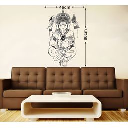 LANSTICK Black Printed God Ganesha Wall Sticker-23
