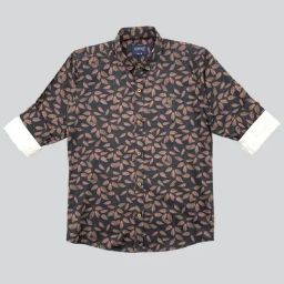 Cavio Kids Coffee Brown Cotton Printed Full Sleeves Shirt-image-2
