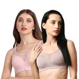 Soie Pink & Grey Lace Work Padded Everyday Cami Bra - Pack Of 2-picture-25
