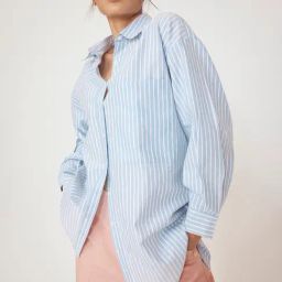 The Label Life Light  Blue Striped Oversized Shirt-image-41