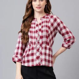 Latin Quarters Red Check Top-image-36