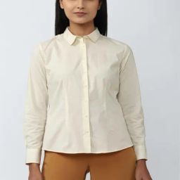 Van Heusen Cream Regular Fit Shirt-image-12