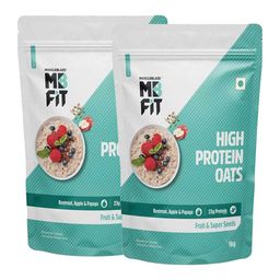 MuscleBlaze High Protein Oats 1 kg Fruit & Super Seeds Pack of 2-6