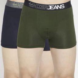 UnderJeans by Spykar Navy & Olive Regular Fit Trunks - Pack Of 2-picture-20