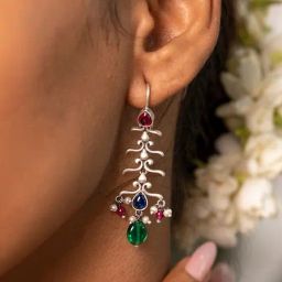 Shaya 92.5 Sterling Silver Feeling Dhuniya Earrings for Women-picture-48