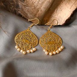 Teejh Daivita Golden & Pearl Dangler Earrings-41
