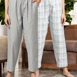 Kryptic Grey & Blue Cotton Relaxed Fit Printed Lounge Pants - Pack of 2-image-95