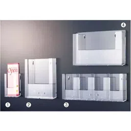 AS ONE Wall-Mounted Brochure W23.8 × D3.7 × H25.2 cm Transparent Polystyrene Resin, 61-211-4-2-14