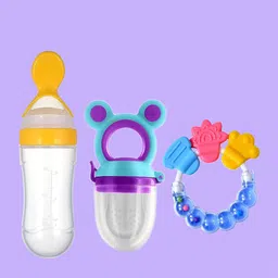 Joy Buzz Set Of 3 Baby Food Feeder Nibbler And Rattle Teether-95
