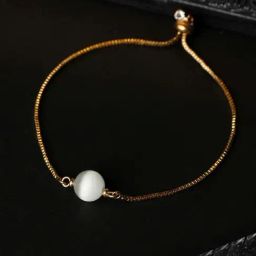 Priyaasi White & Golden Flexible fit Bracelet-35