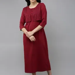 Kryptic Maroon Cotton Printed Nighty-image-35