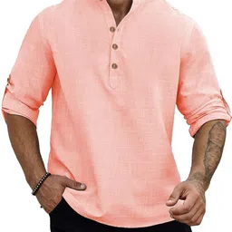 APEKTRA Men Solid Mandarin Collar Cotton Kurta-image-69