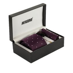 MENSOME Men Burgundy & White Polka Dot Printed Accessory Gift Set-image-23