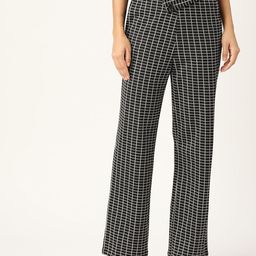 Zastraa Women Checked Smart High-Rise Trousers-image-17