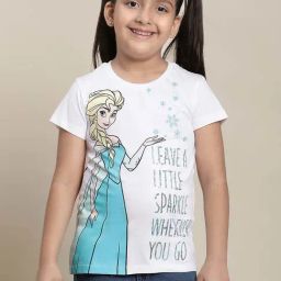 Kidsville White & Blue Cotton Printed Frozen T-Shirt-image-97
