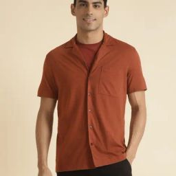 ANDAMEN Rust Regular Fit Cotton Shirt-10