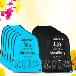 Aura Blue & Black 12 Pieces Printed Foldable Laundry Bags-image-74