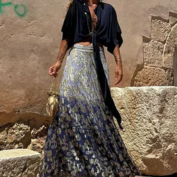 LULU & SKY Printed Maxi Flared Skirts image 2