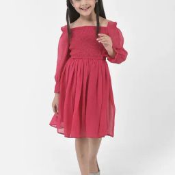 Eavan Kids Pink Solid Full Sleeves Dress-image-102