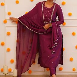 KALINI Women Ethnic Motifs Embroidered Regular Sequinned Kurta with Trousers & With Dupatta-54