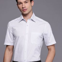 Louis Philippe Classic Fit Micro Checked Pure Cotton Formal Shirt-image-87