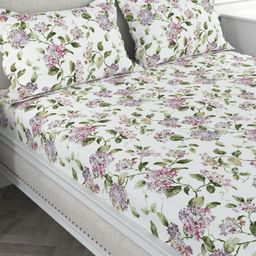 Myntra Elegant Homes White & Green Floral 200 TC Queen Bedsheet with 2 Pillow Covers-picture-45