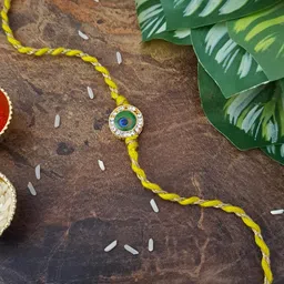 MERYCRAFT Golden Peacock Feather Rakhi-57