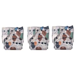 Adore Baby Unisize Adjustable Cloth Diaper with 5 Layer Charcoal Insert Bear Print Pack of 3  - Grey Brown-17