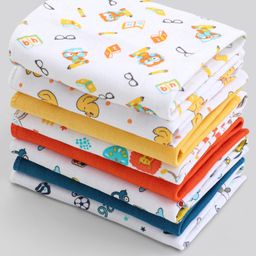Babyhug 100% Cotton Wash Cloth Pack of 8 - Multicolor-image-28