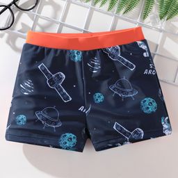 Kookie Kids Swimming Trunk With Space Print- Navy Blue-4