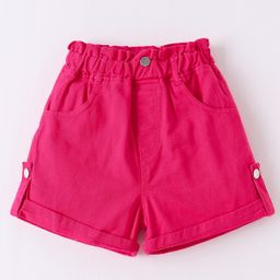 Kookie Kids Cotton Solid Colour Shorts with Button & Pocket Detailing - Red-image-84