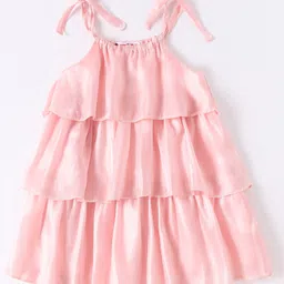 Kookie Kids Sleeveless Party Layered Frock Solid Colour - Pink-picture-11