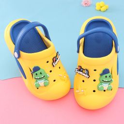 Oh! Pair Clogs with Back Strap Closure & Dino Applique - Yellow-image-91
