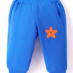Zero Knit Full Length Fish Printed Fleece & Woollen Bottom - Royal Blue-image-96