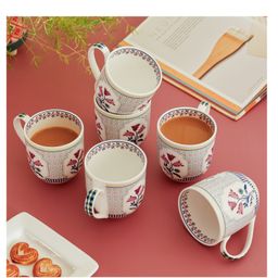 Magique by The Wishing Chair : Bouquet Tulip Garden Fine China Set of 6 Mugs- 200 ml-18