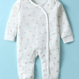 Ben Benny 100% Cotton Single Jersey Knit Full Sleeves Romper with Star Print - White-image-54